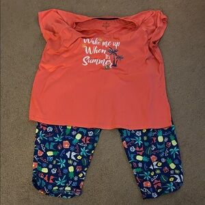Cuddle Duds Summer Pajama Set - Orange and Blue
